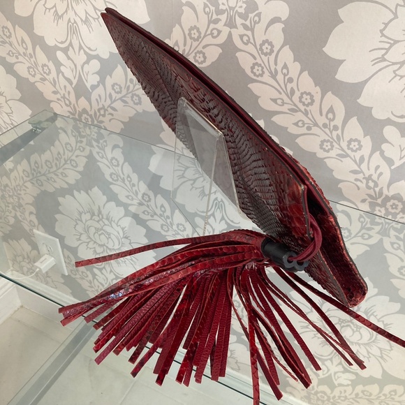 Gucci Python Tassel Clutch Wallet – Red with Bamboo Accent - Picture 5 of 9